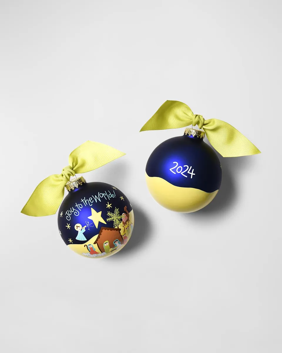 Coton Colors Joy to the World Nativity Personalized Glass Ornament with Stand | Thumbnail 3 Coton Colors Joy to the World Nativity Personalized Glass Ornament with Stand | Thumbnail 3