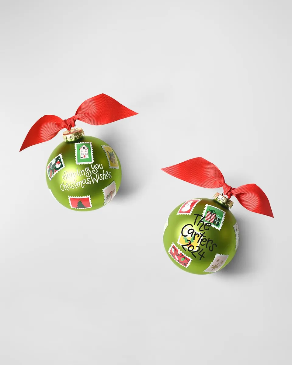 Coton Colors Sending You Christmas Wishes 100mm Glass Ornament with Stand | Thumbnail 2