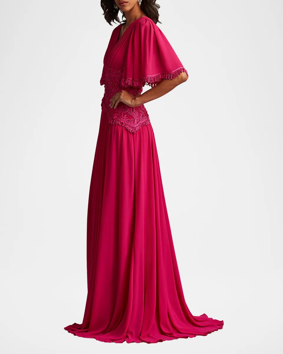 Tadashi Shoji Lace-Trim Pleated Gown | Thumbnail 3 Tadashi Shoji Lace-Trim Pleated Gown | Thumbnail 3