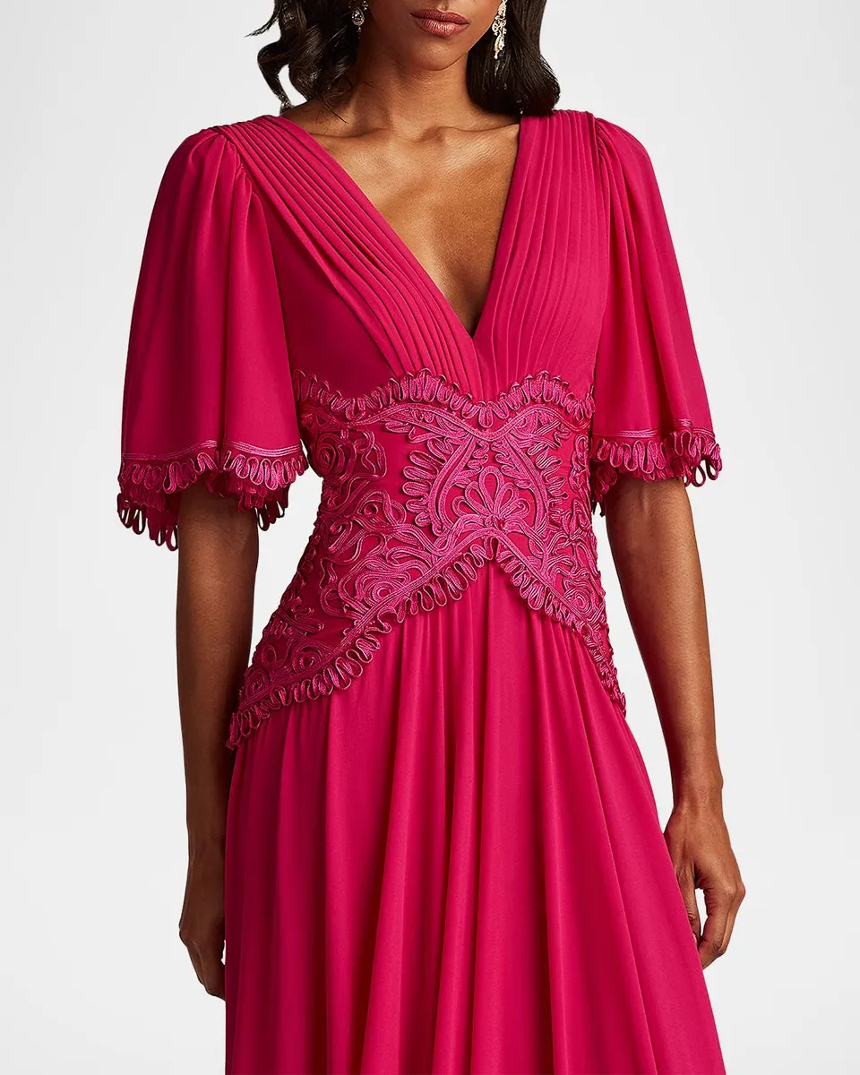 Tadashi Shoji Lace-Trim Pleated Gown | Thumbnail 4 Tadashi Shoji Lace-Trim Pleated Gown | Thumbnail 4