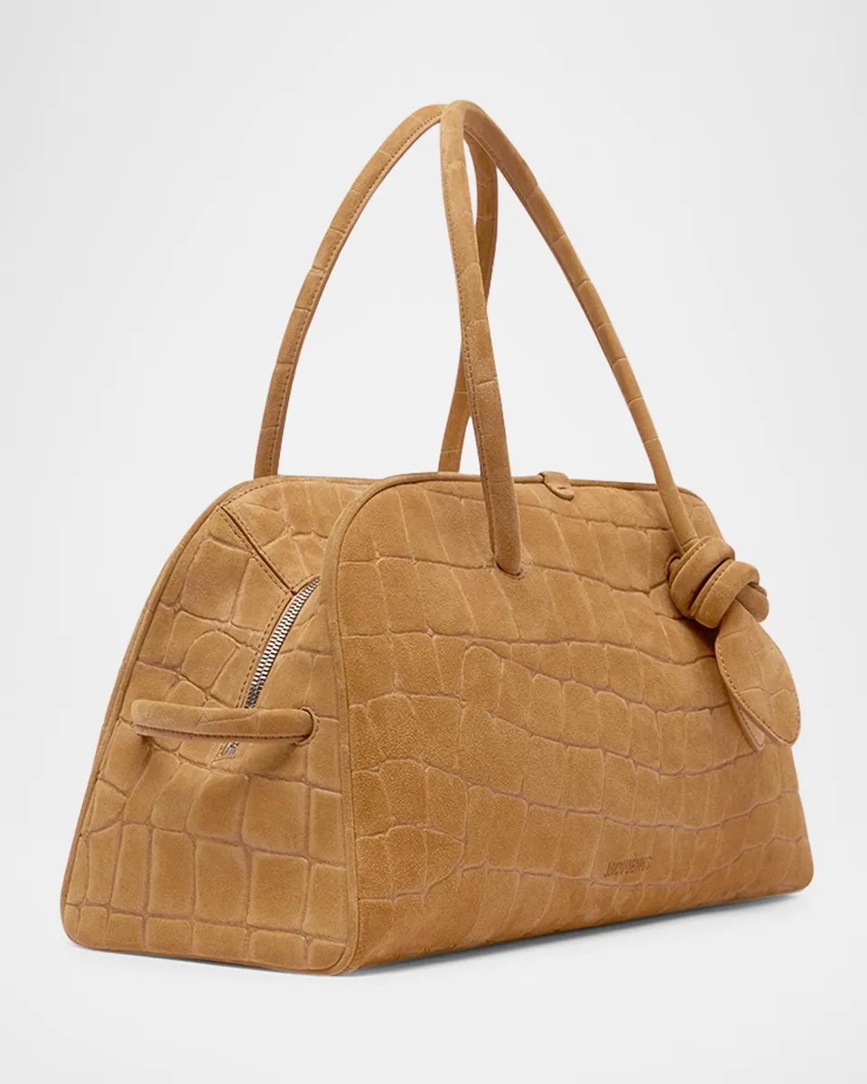 Jacquemus Le Turismo Croc-Embossed Suede Top-Handle Bowling Bag | Thumbnail 2 Jacquemus Le Turismo Croc-Embossed Suede Top-Handle Bowling Bag | Thumbnail 2