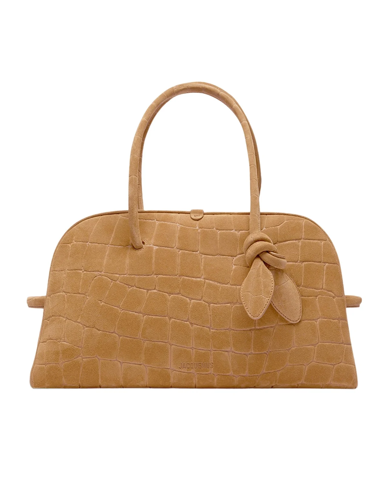 Jacquemus Le Turismo Croc-Embossed Suede Top-Handle Bowling Bag