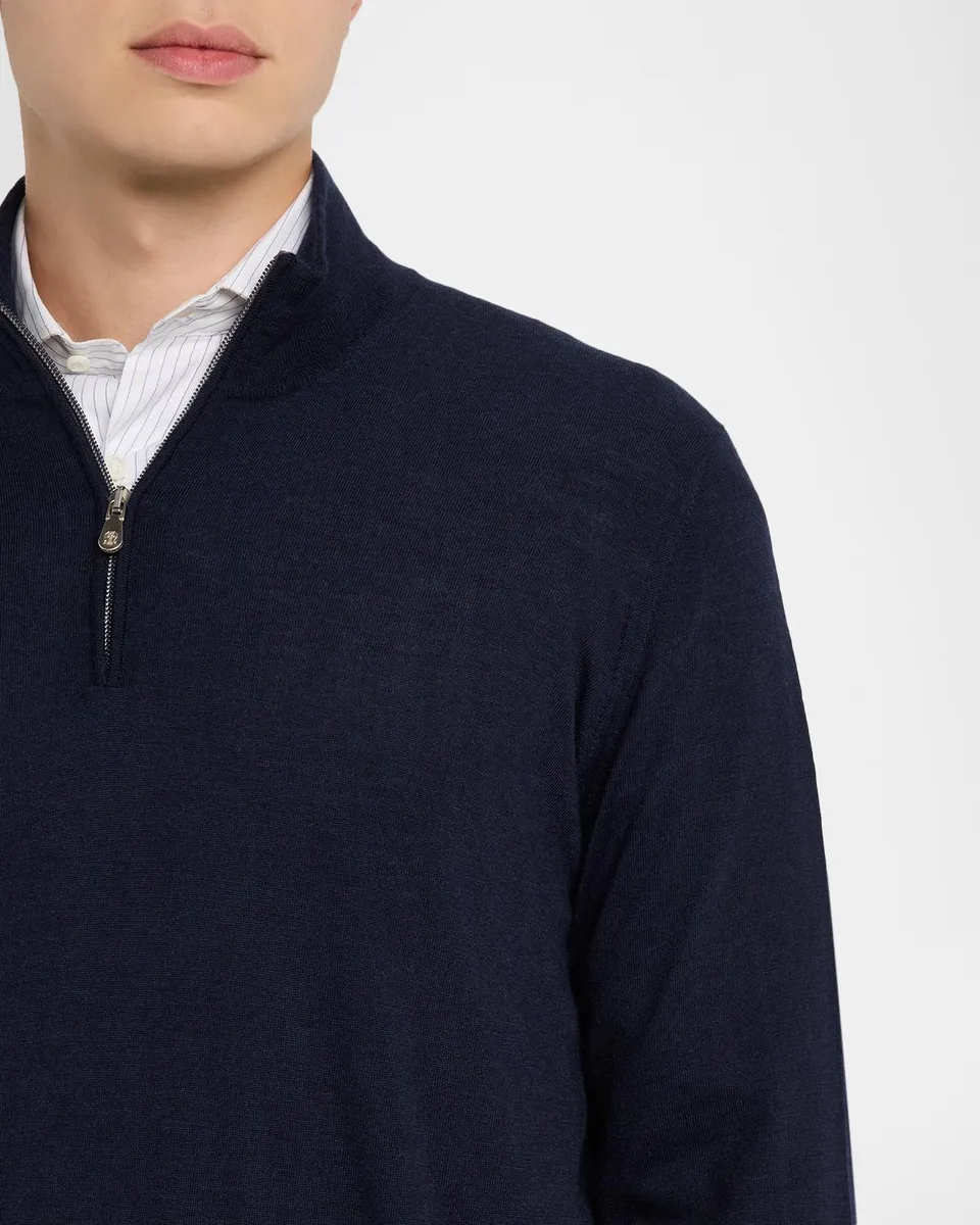 Brunello Cucinelli Men's Wool-Cashmere Half Zip Pullover Sweater | Thumbnail 5 Brunello Cucinelli Men's Wool-Cashmere Half Zip Pullover Sweater | Thumbnail 5
