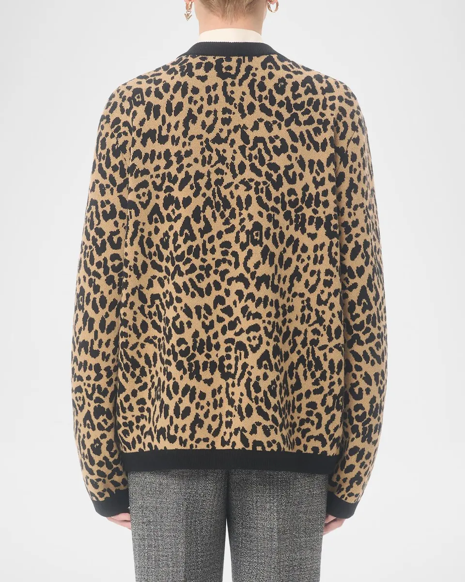 Valentino Garavani Men's Wool Cheetah Jacquard Knit Cardigan | Thumbnail 3 Valentino Garavani Men's Wool Cheetah Jacquard Knit Cardigan | Thumbnail 3