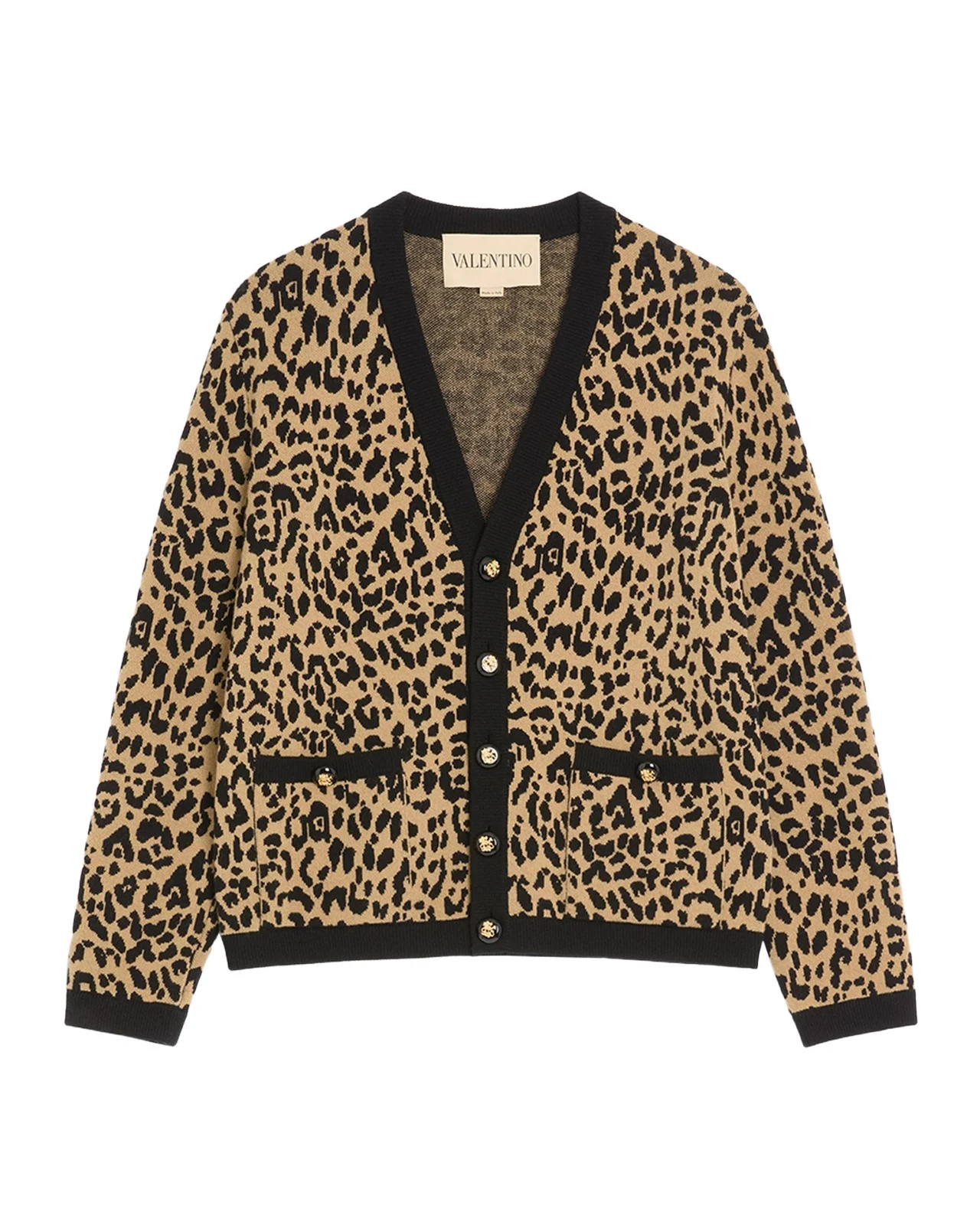 Valentino Garavani Men's Wool Cheetah Jacquard Knit Cardigan