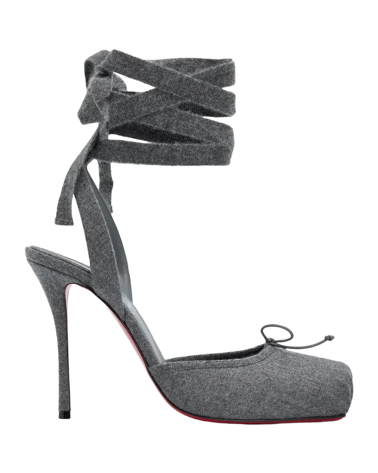 Christian Louboutin 100mm Cassia Wool Ankle-Tie Ballerina Pumps