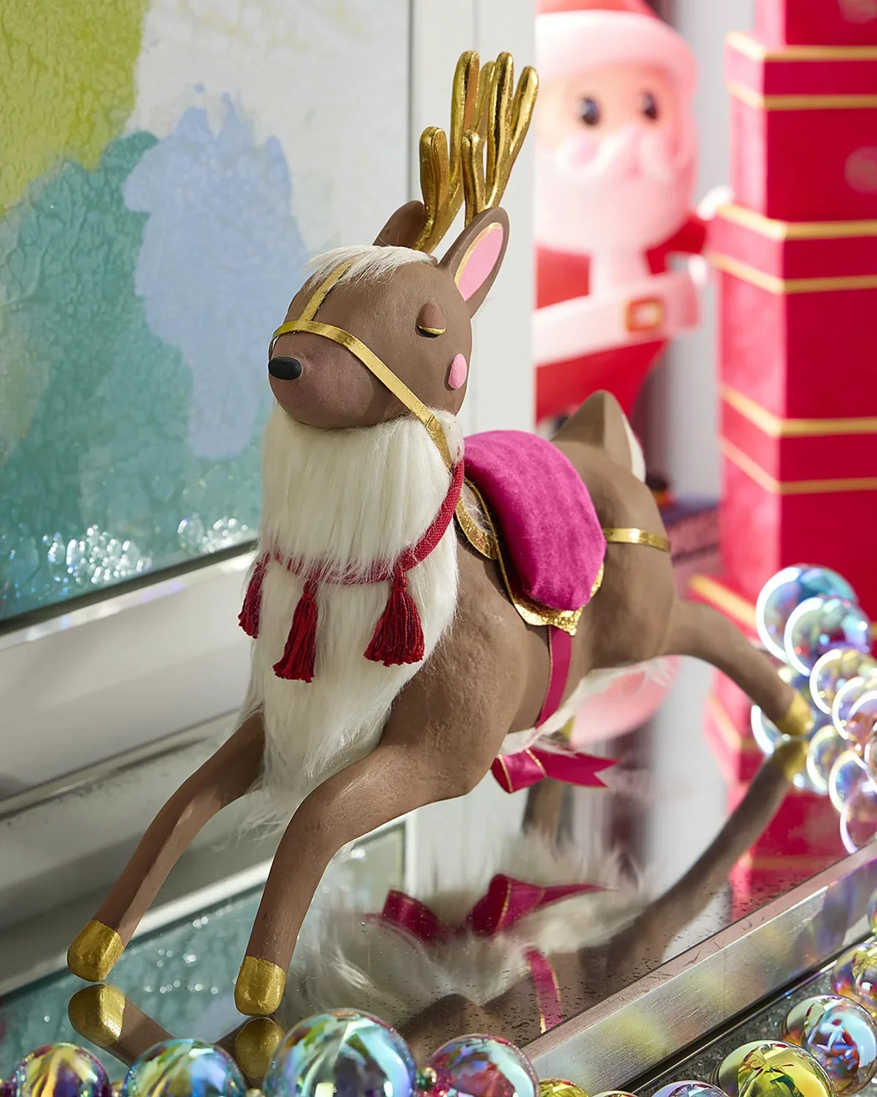 Glitterville Papa Noel's Reindeer 21" Tabletop Christmas Decor