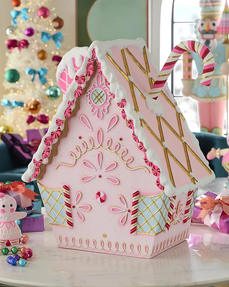 Glitterville Pink Gingerbread Cottage Christmas Display | Thumbnail 2 Glitterville Pink Gingerbread Cottage Christmas Display | Thumbnail 2