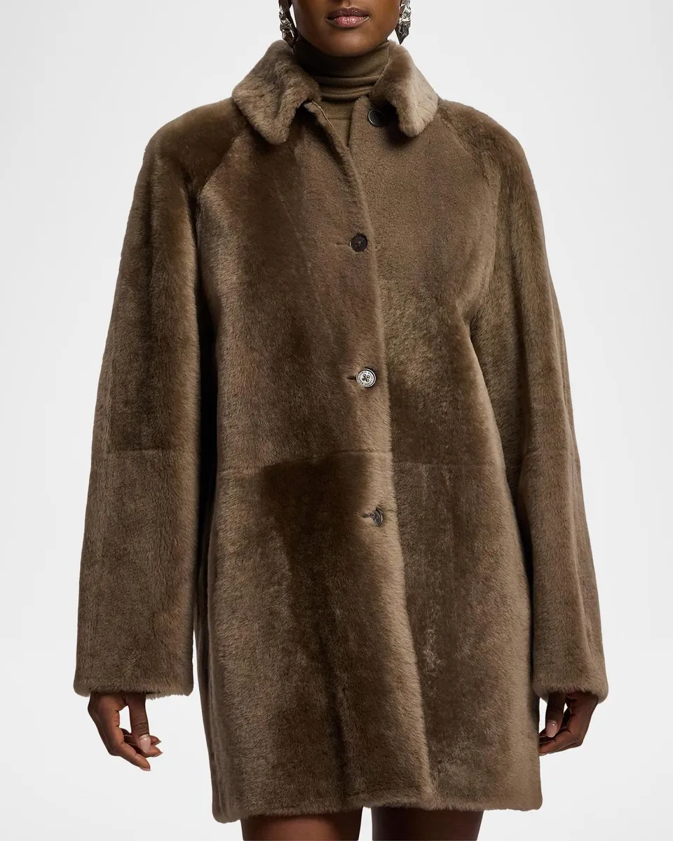 Ralph Lauren Collection Janise Waxed Lamb-Shearling Coat | Thumbnail 4