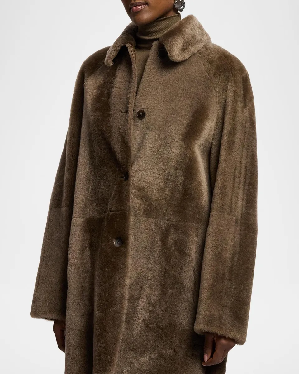 Ralph Lauren Collection Janise Waxed Lamb-Shearling Coat | Thumbnail 6