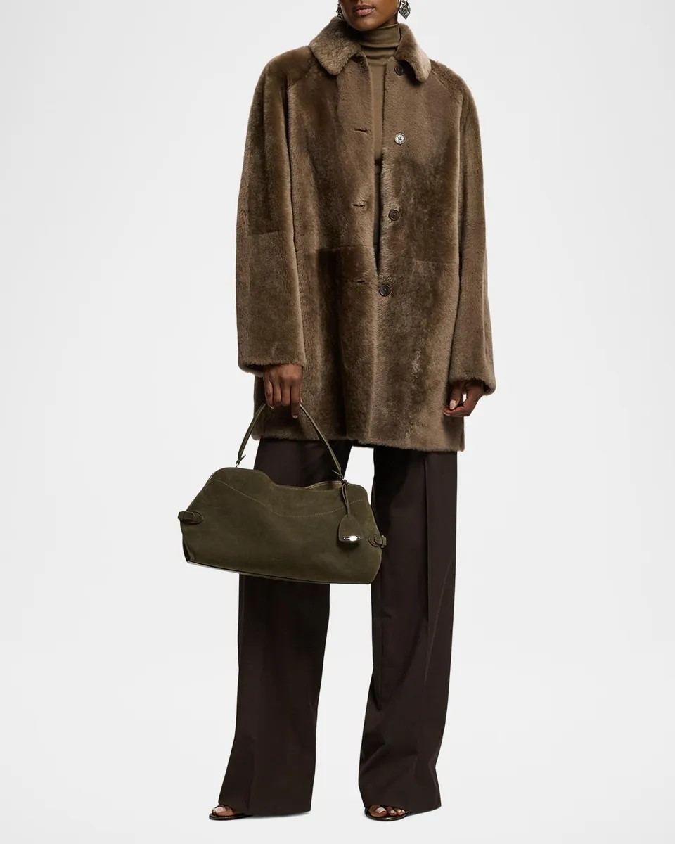 Ralph Lauren Collection Janise Waxed Lamb-Shearling Coat | Thumbnail 8