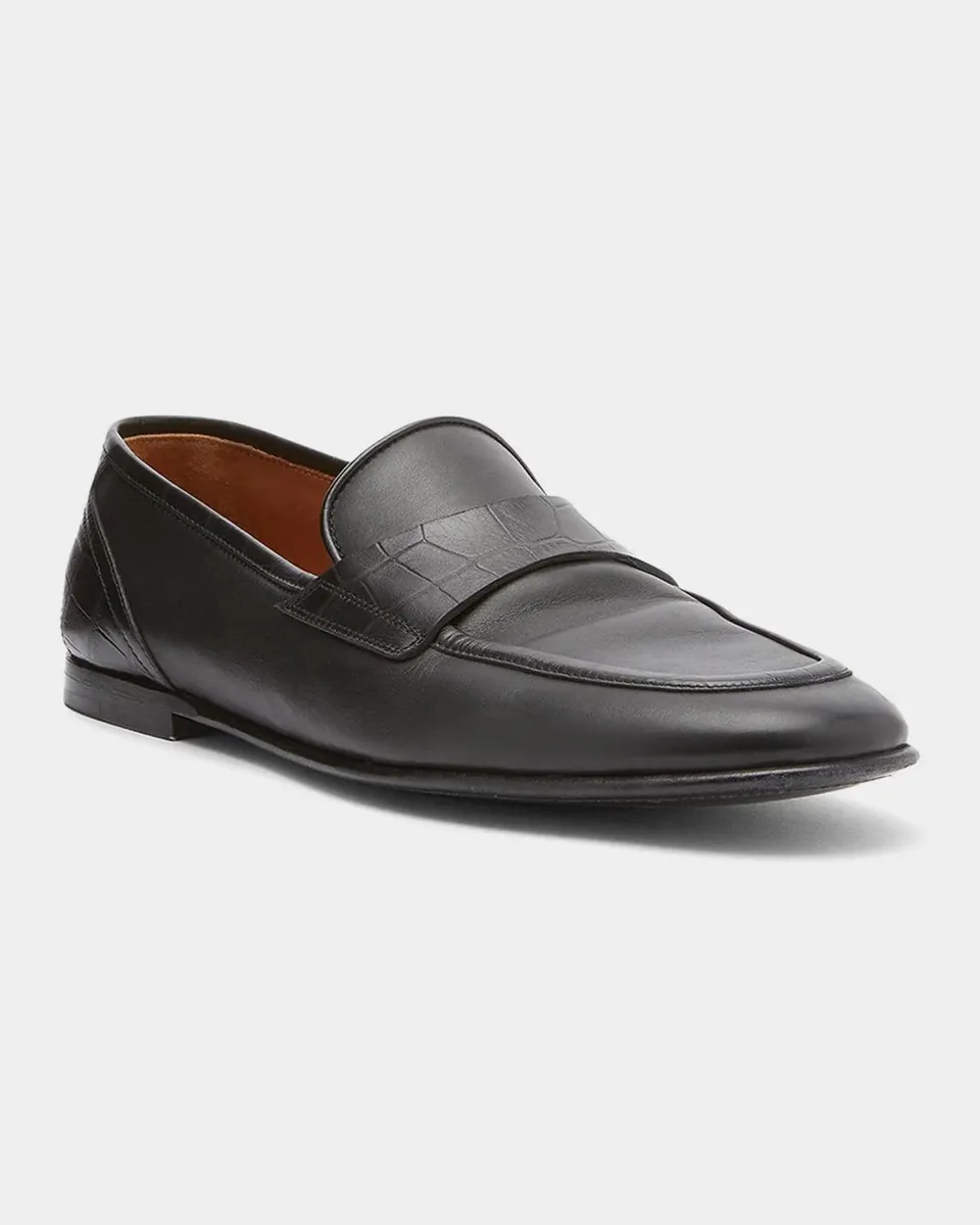 Dolce & Gabbana Men's Crocodile-Embossed Leather Penny Loafers | Thumbnail 2 Dolce & Gabbana Men's Crocodile-Embossed Leather Penny Loafers | Thumbnail 2