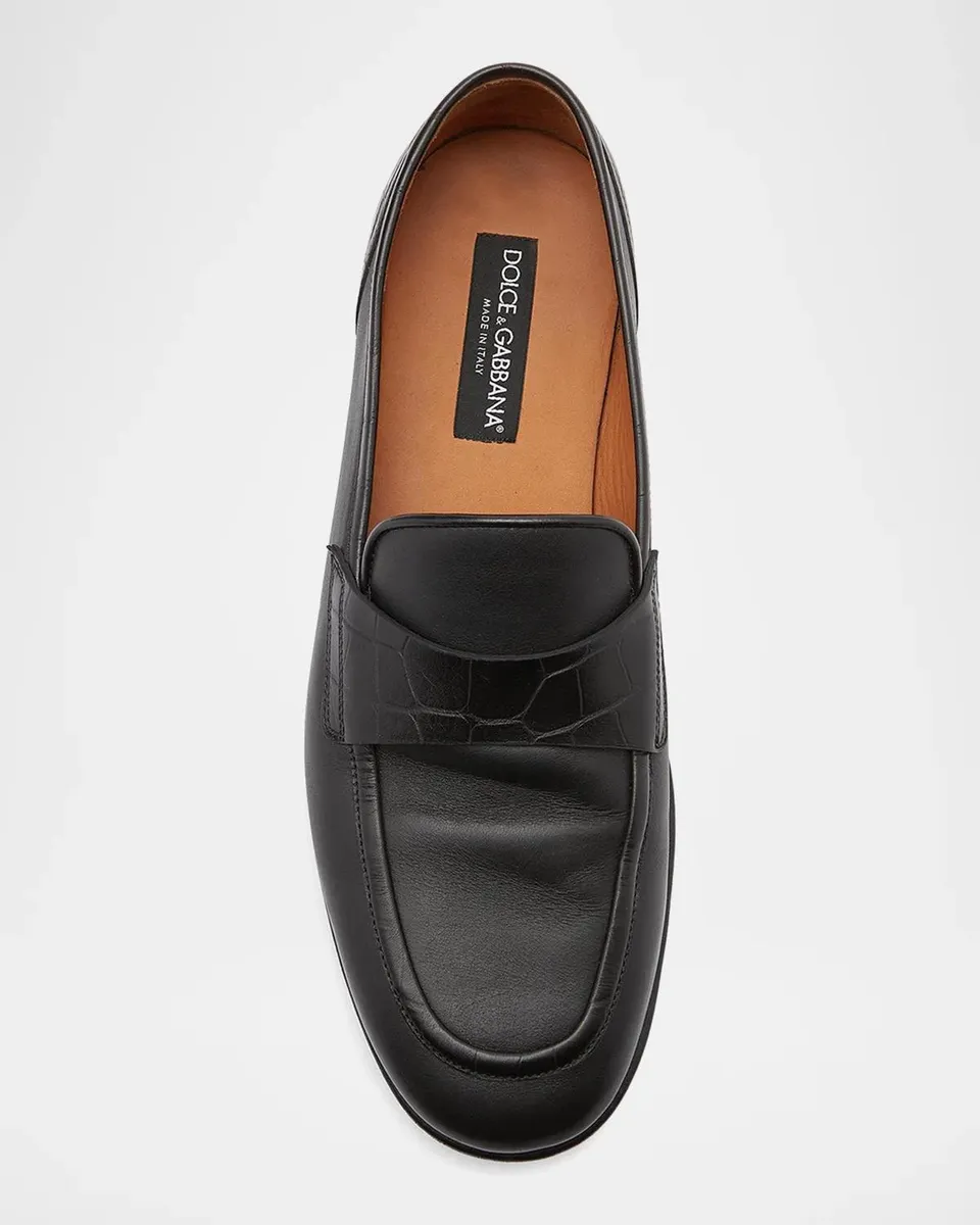 Dolce & Gabbana Men's Crocodile-Embossed Leather Penny Loafers | Thumbnail 6 Dolce & Gabbana Men's Crocodile-Embossed Leather Penny Loafers | Thumbnail 6