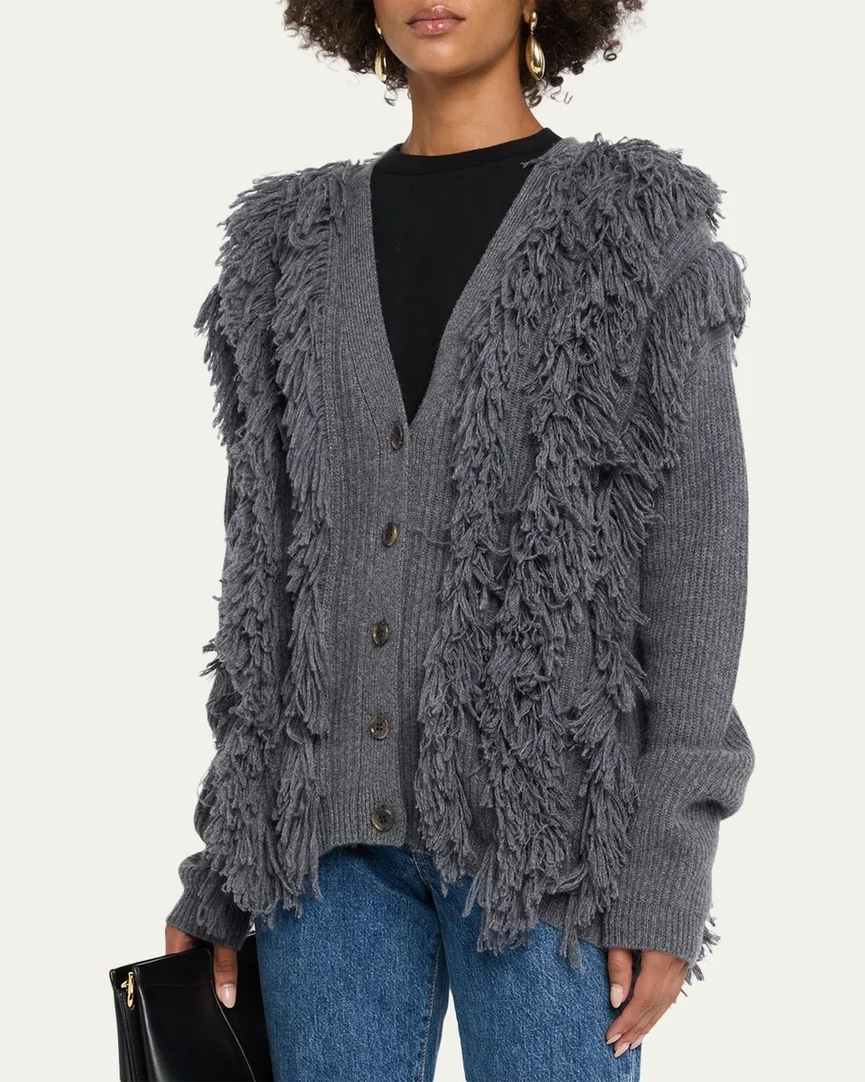 Lisa Yang Soreia Cashmere Fringe V-Neck Cardigan | Thumbnail 4 Lisa Yang Soreia Cashmere Fringe V-Neck Cardigan | Thumbnail 4