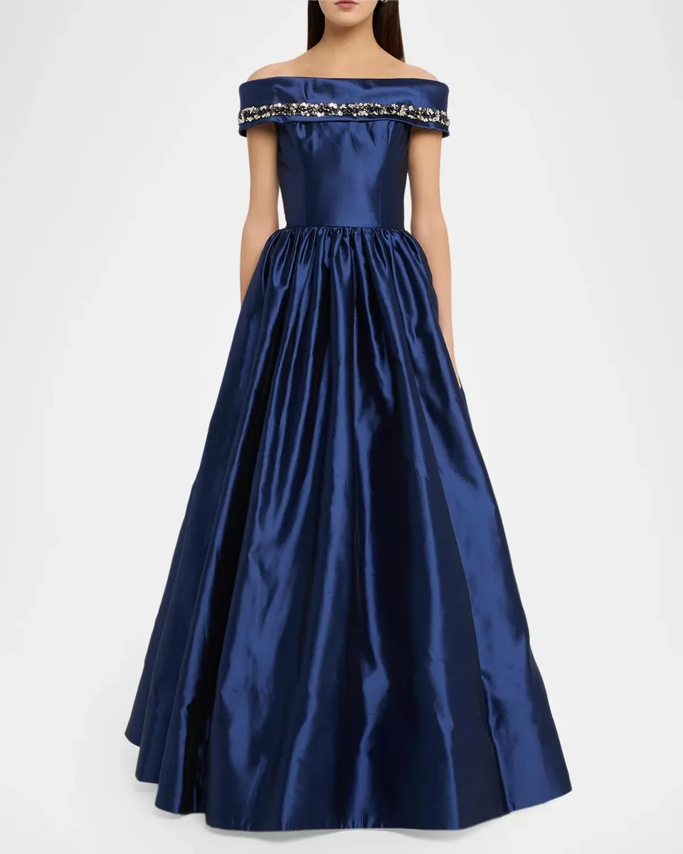Reem Acra Embellished Off-The-Shoulder Mikado Silk Ball Gown | Thumbnail 2 Reem Acra Embellished Off-The-Shoulder Mikado Silk Ball Gown | Thumbnail 2
