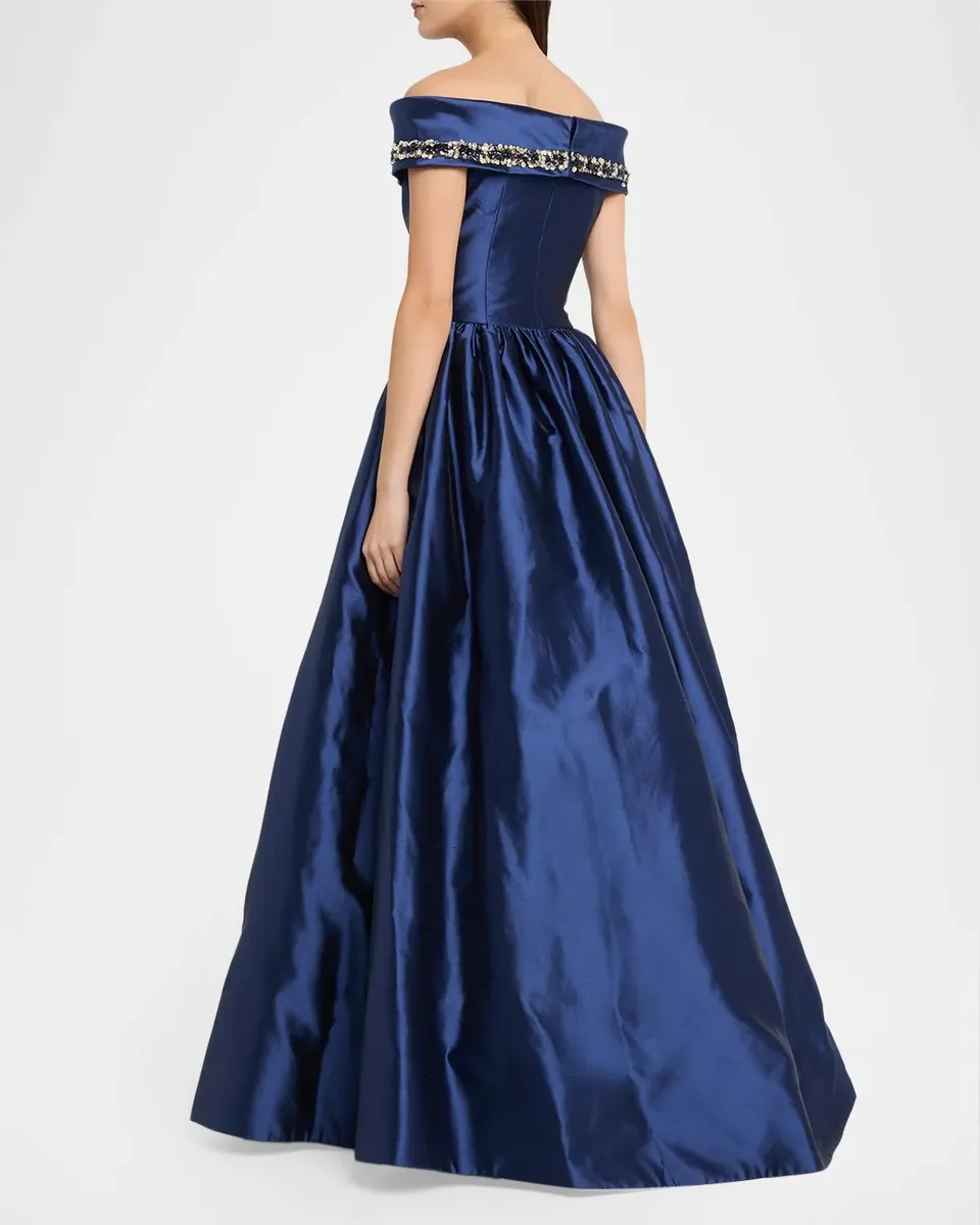 Reem Acra Embellished Off-The-Shoulder Mikado Silk Ball Gown | Thumbnail 3 Reem Acra Embellished Off-The-Shoulder Mikado Silk Ball Gown | Thumbnail 3