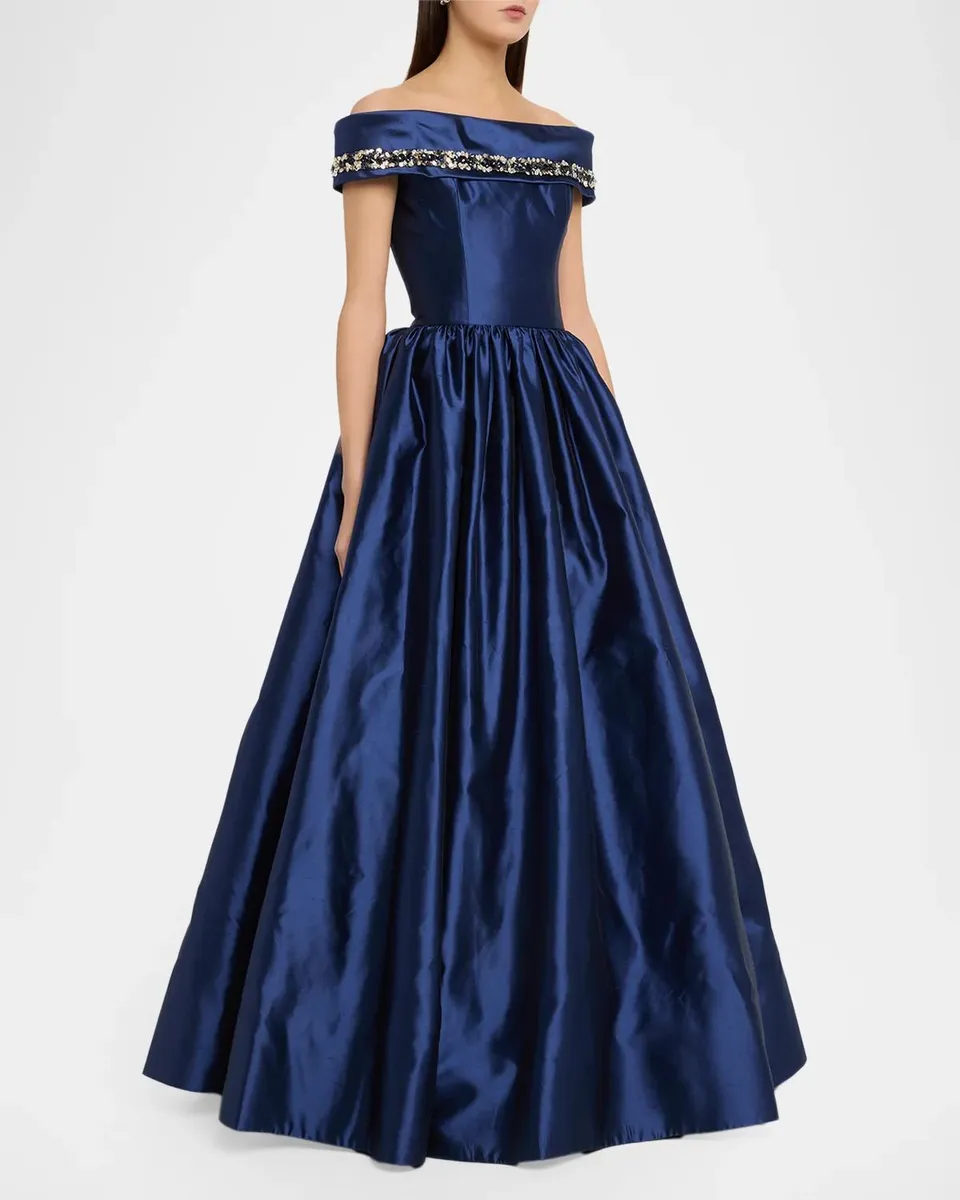 Reem Acra Embellished Off-The-Shoulder Mikado Silk Ball Gown | Thumbnail 4 Reem Acra Embellished Off-The-Shoulder Mikado Silk Ball Gown | Thumbnail 4