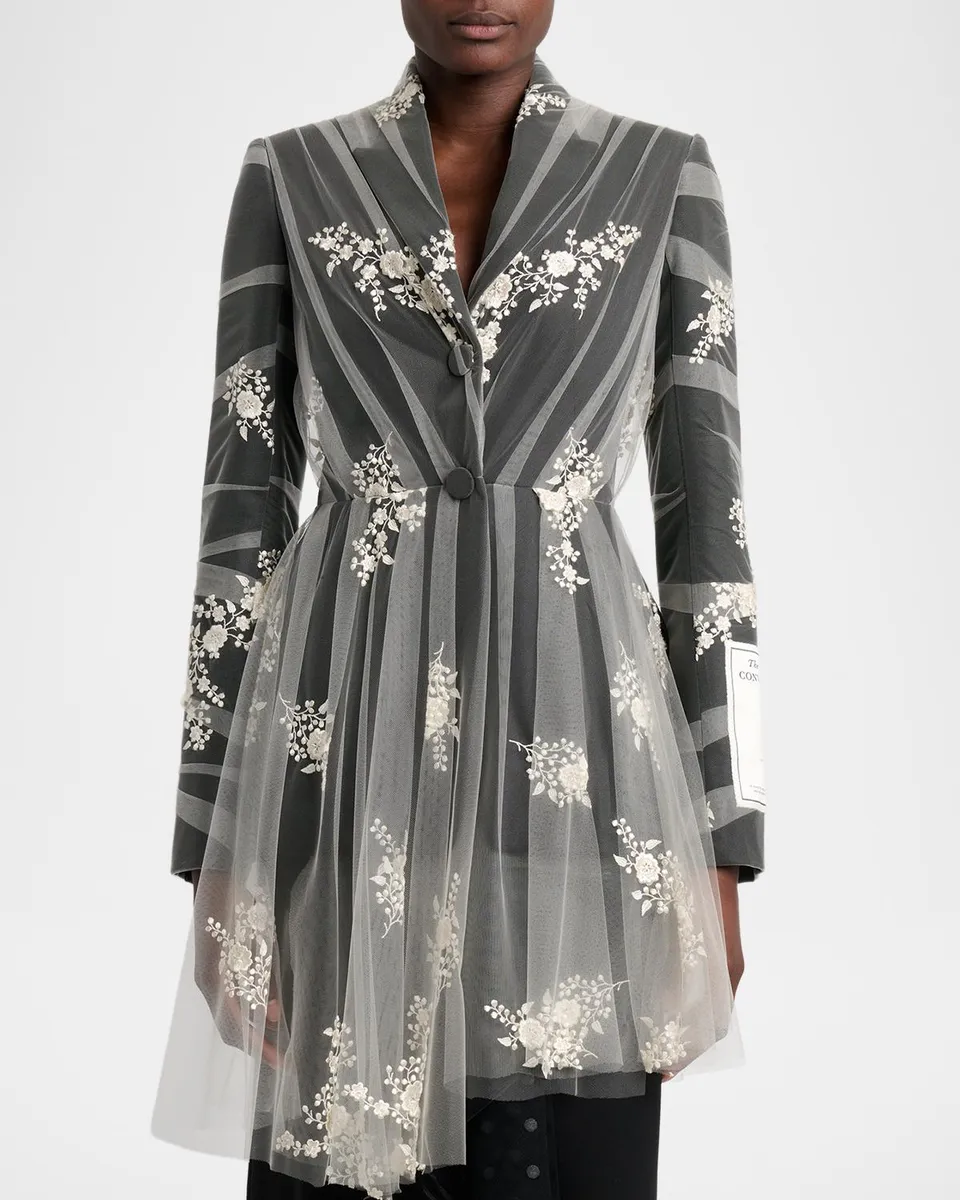Erdem Embroidered Wool Tulle Blazer | Thumbnail 4