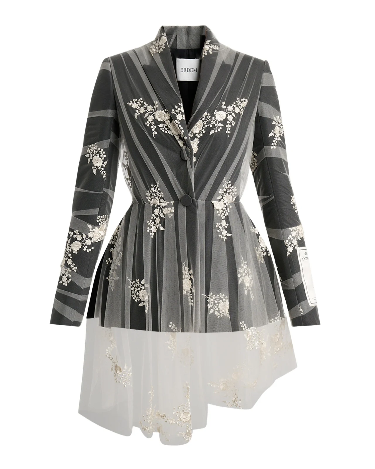 Embroidered Wool Tulle Blazer