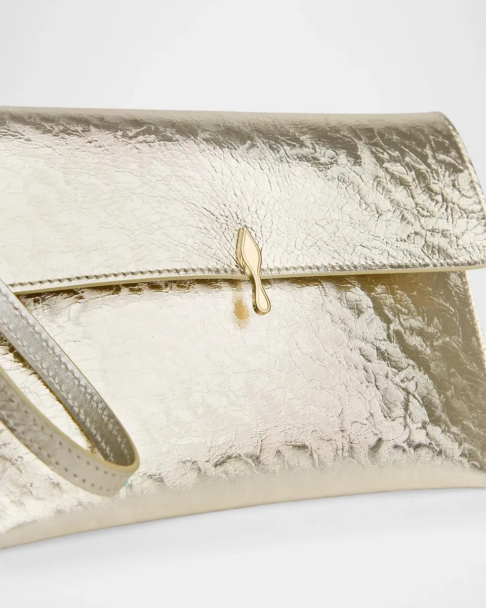 Christian Louboutin Bettina Flat Metallic Leather Pouch Bag | Thumbnail 4