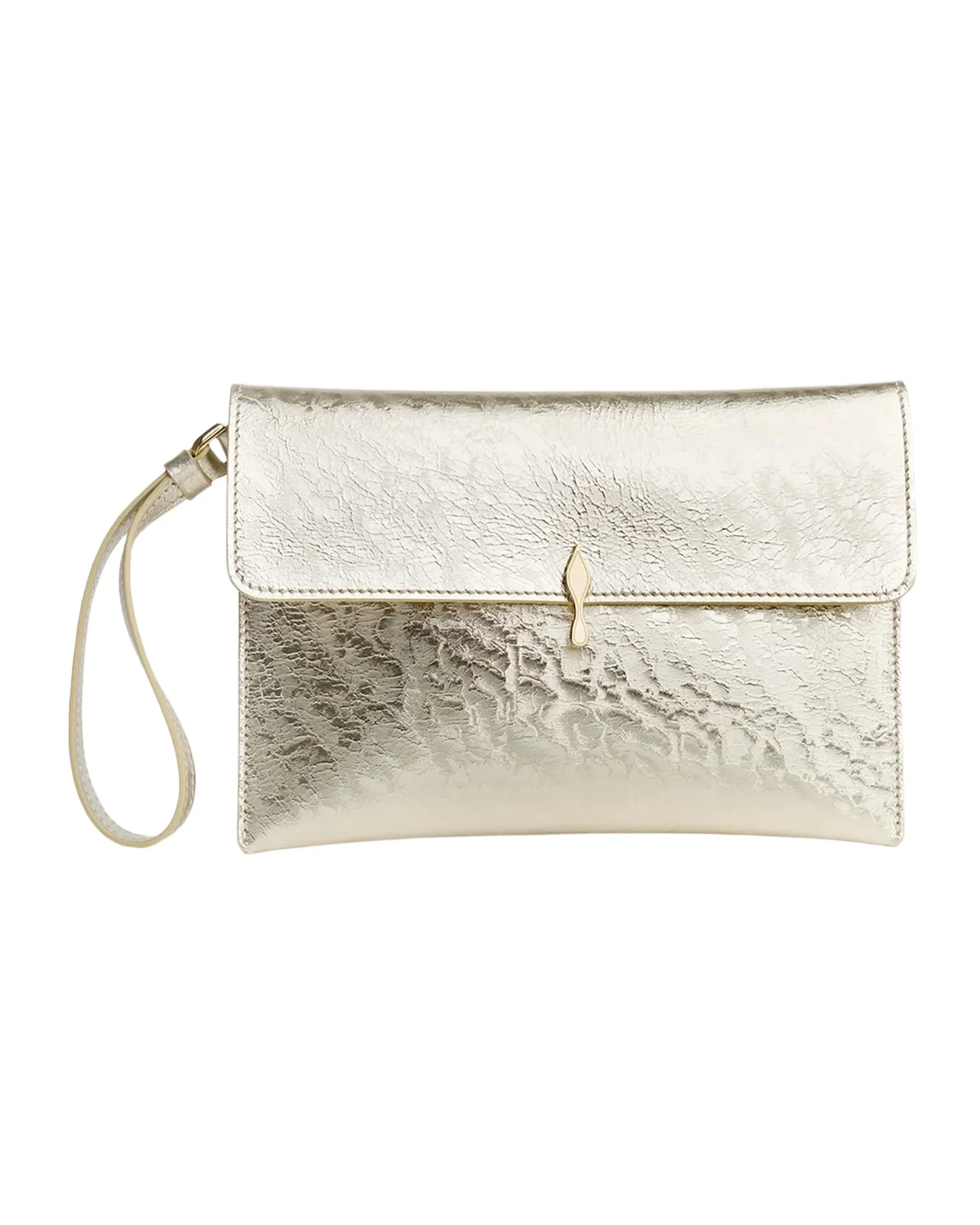 Bettina Flat Metallic Leather Pouch Bag Bettina Flat Metallic Leather Pouch Bag