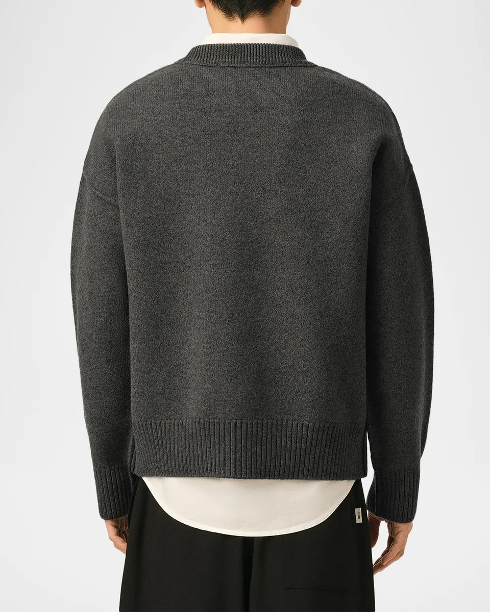 AMI PARIS Men's Ami De Coeur Wool Knit Crewneck Sweater | Thumbnail 3 AMI PARIS Men's Ami De Coeur Wool Knit Crewneck Sweater | Thumbnail 3
