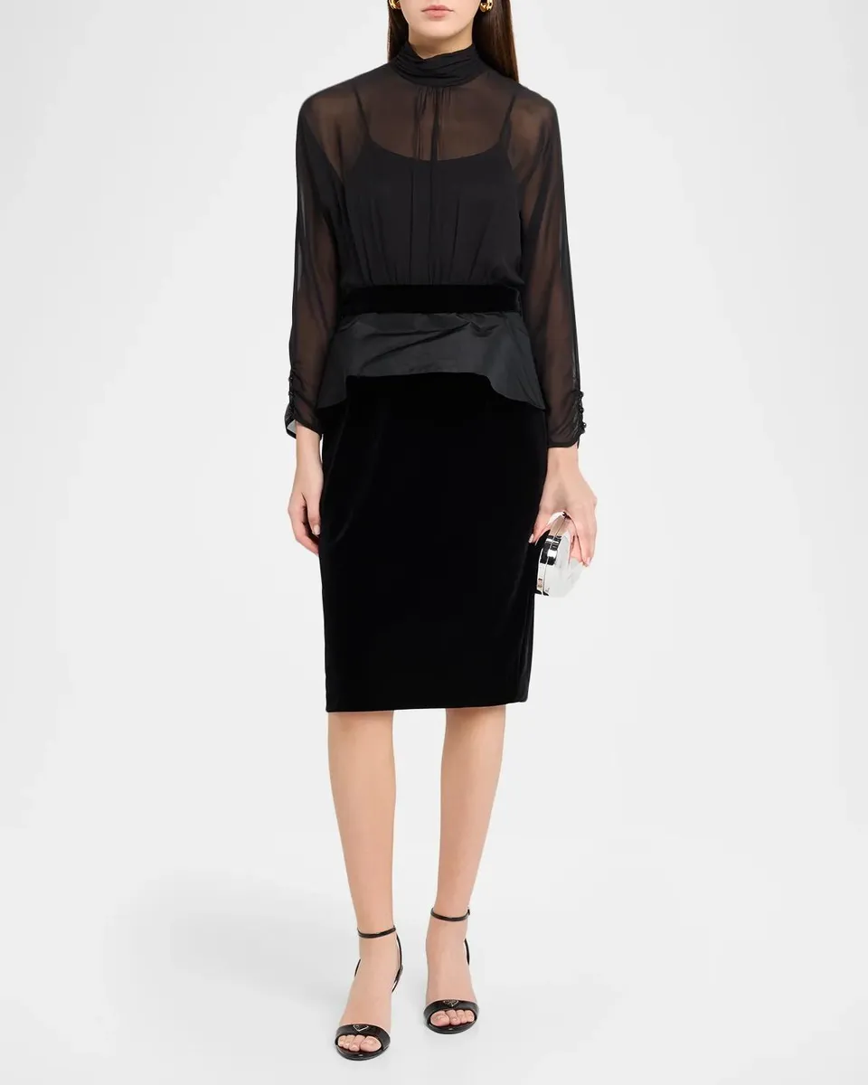 Rickie Freeman for Teri Jon Chiffon & Velvet Peplum Dress | Thumbnail 2 Rickie Freeman for Teri Jon Chiffon & Velvet Peplum Dress | Thumbnail 2