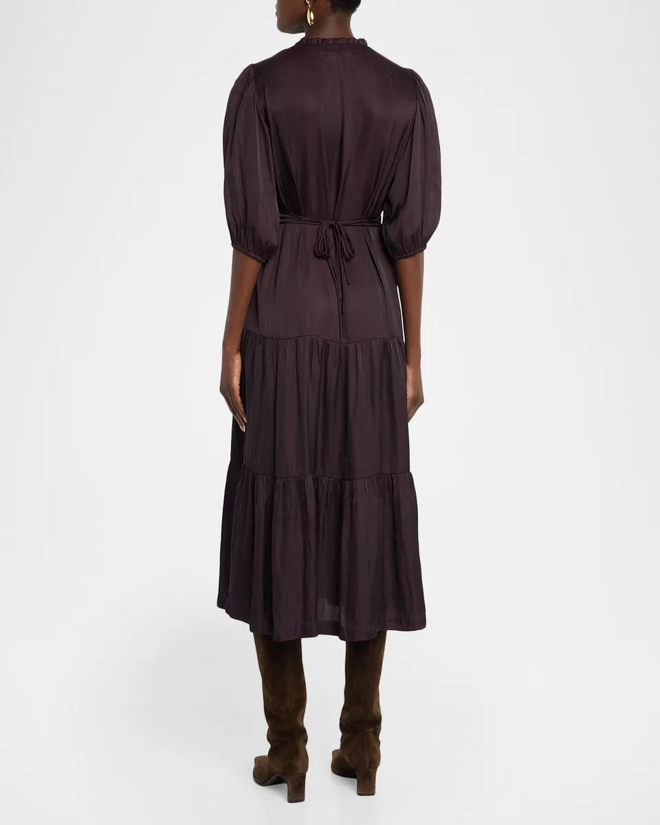 Ba&sh Cleli Gathered V-Neck Midi Dress | Thumbnail 3