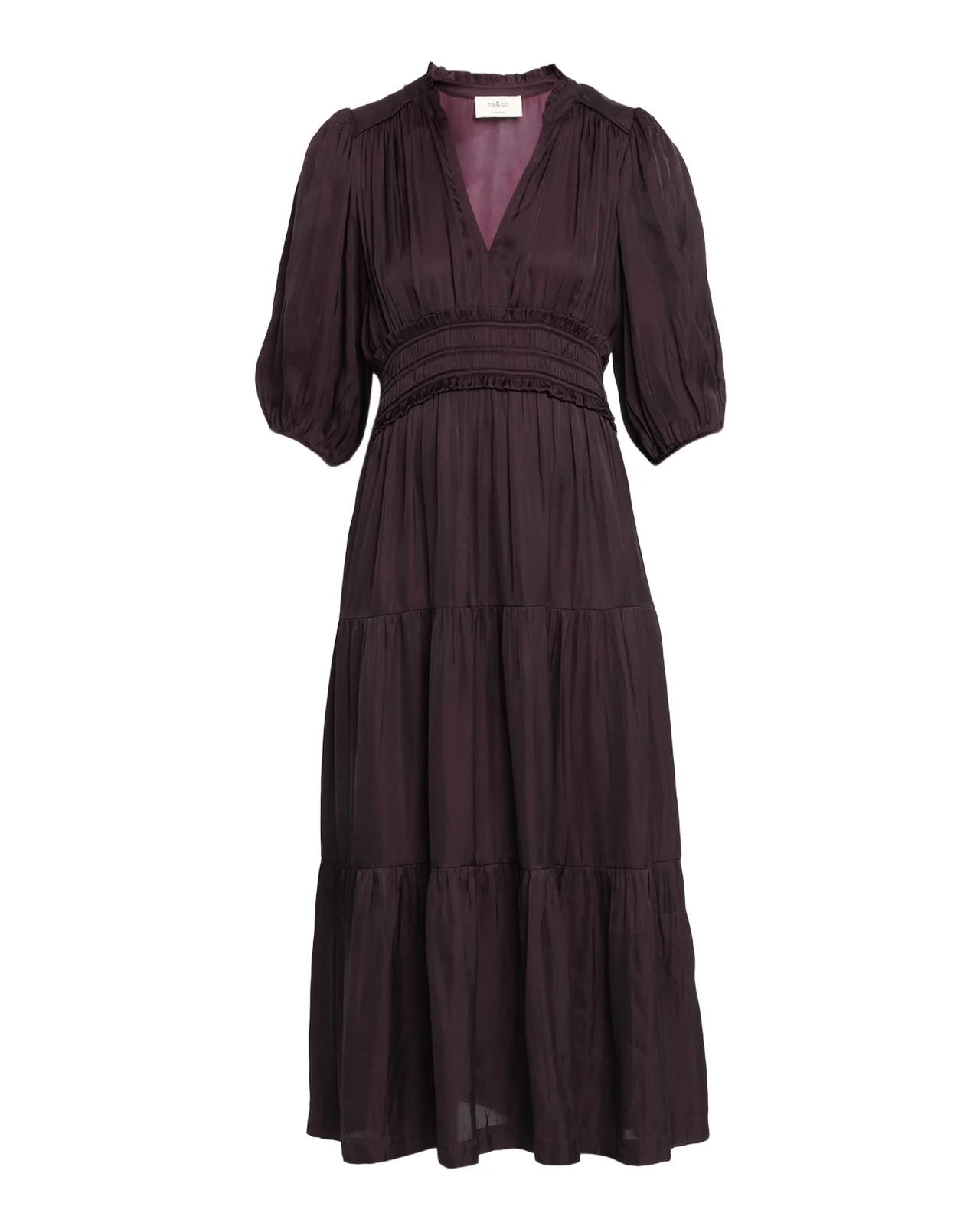 Ba&sh Cleli Gathered V-Neck Midi Dress