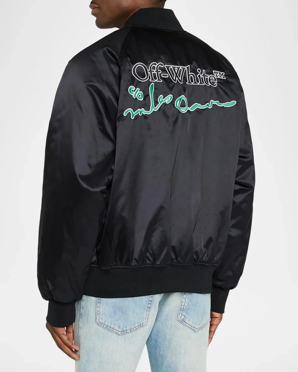 Off-White Men's Graphic Appliqué Satin Bomber Jacket | Thumbnail 3 Off-White Men's Graphic Appliqué Satin Bomber Jacket | Thumbnail 3