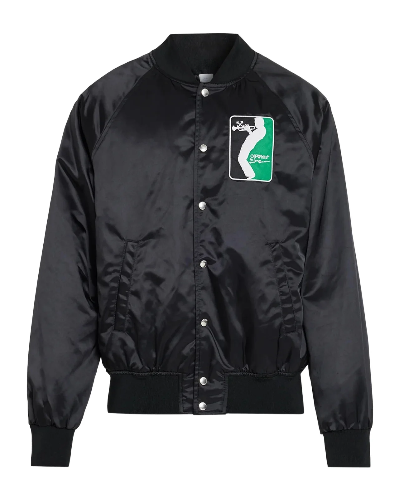 Off-White Men's Graphic Appliqué Satin Bomber Jacket