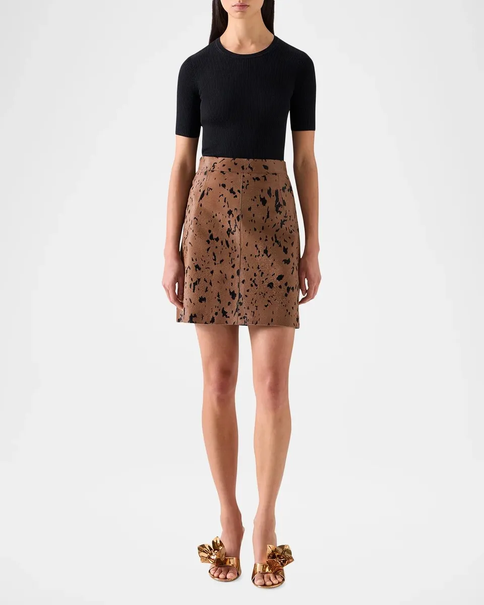 Akris Seamless Silk-Cotton Rib Short-Sleeve Crewneck Sweater | Thumbnail 2 Akris Seamless Silk-Cotton Rib Short-Sleeve Crewneck Sweater | Thumbnail 2