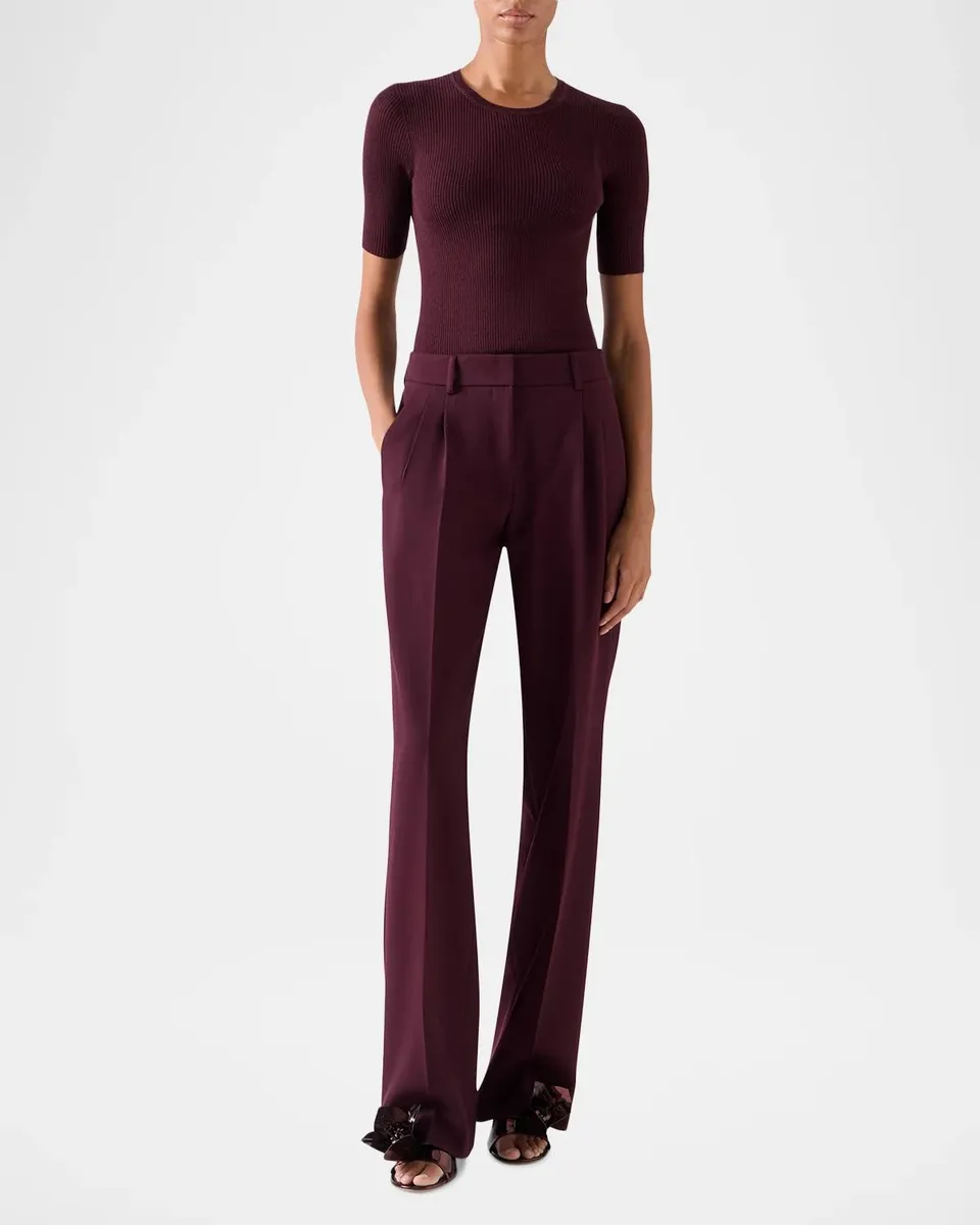 Akris Seamless Silk-Cotton Rib Short-Sleeve Crewneck Sweater | Thumbnail 2