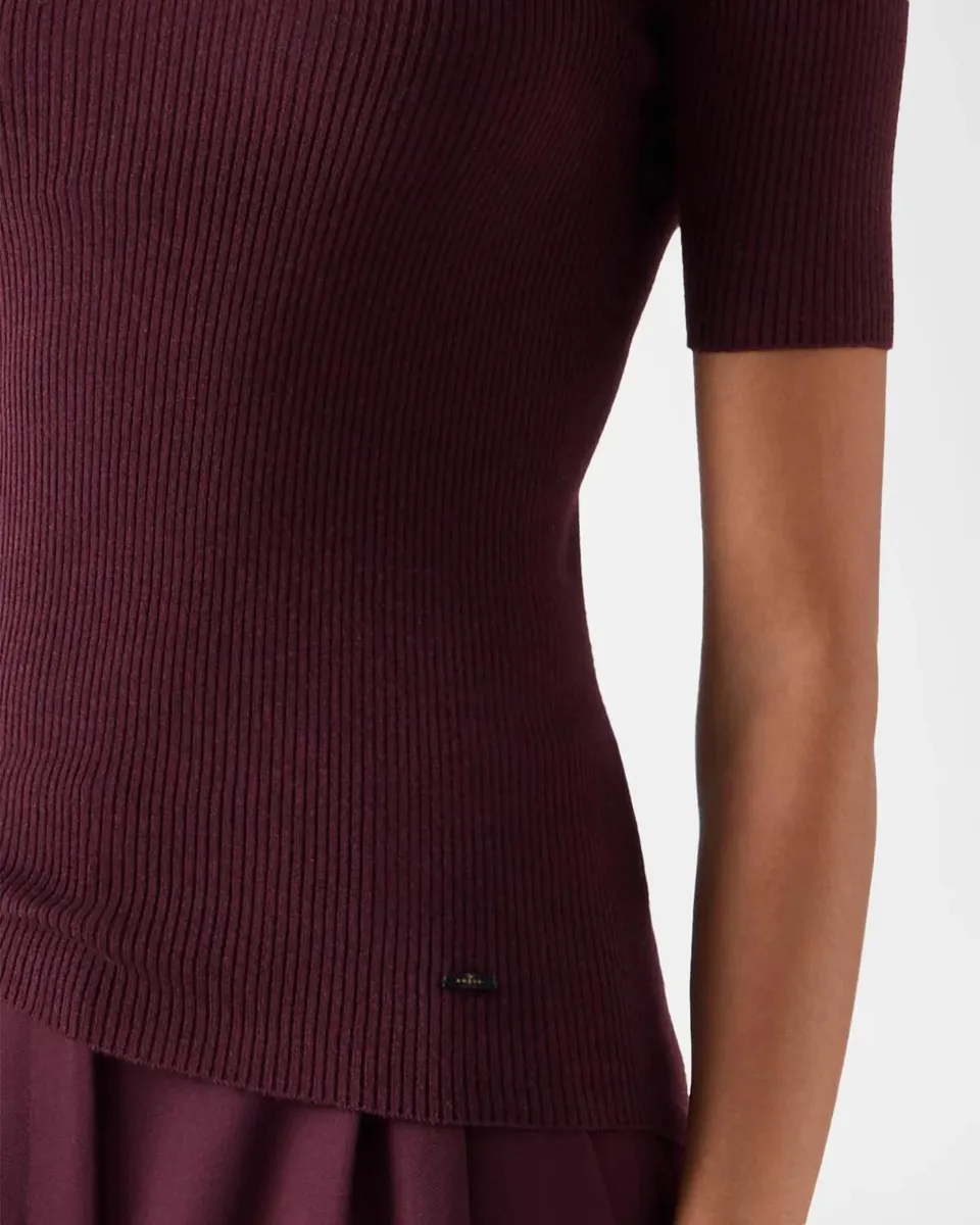 Akris Seamless Silk-Cotton Rib Short-Sleeve Crewneck Sweater | Thumbnail 5