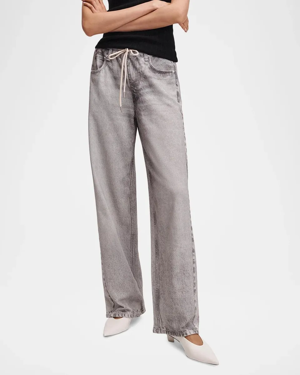 rag & bone rb Miramar Terry Drawstring Wide-Leg Jeans | Thumbnail 4