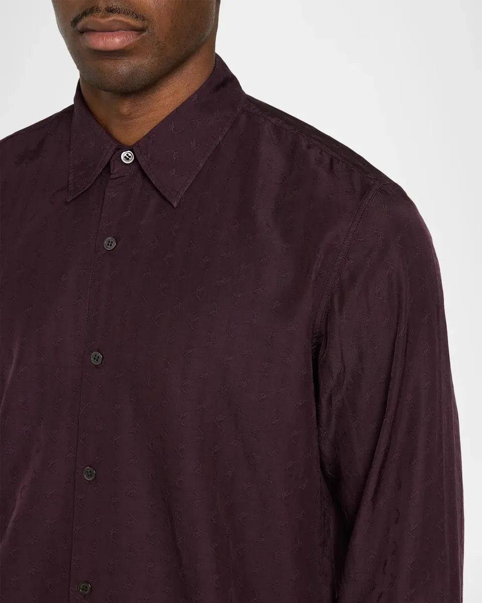 Dries Van Noten Men's Point-Collar Viscose & Cotton Dress Shirt | Thumbnail 5 Dries Van Noten Men's Point-Collar Viscose & Cotton Dress Shirt | Thumbnail 5