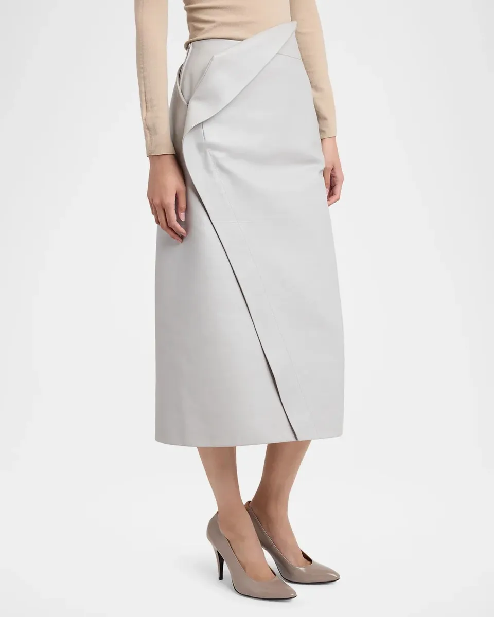 Jil Sander Wrap Leather Midi Skirt | Thumbnail 4 Jil Sander Wrap Leather Midi Skirt | Thumbnail 4