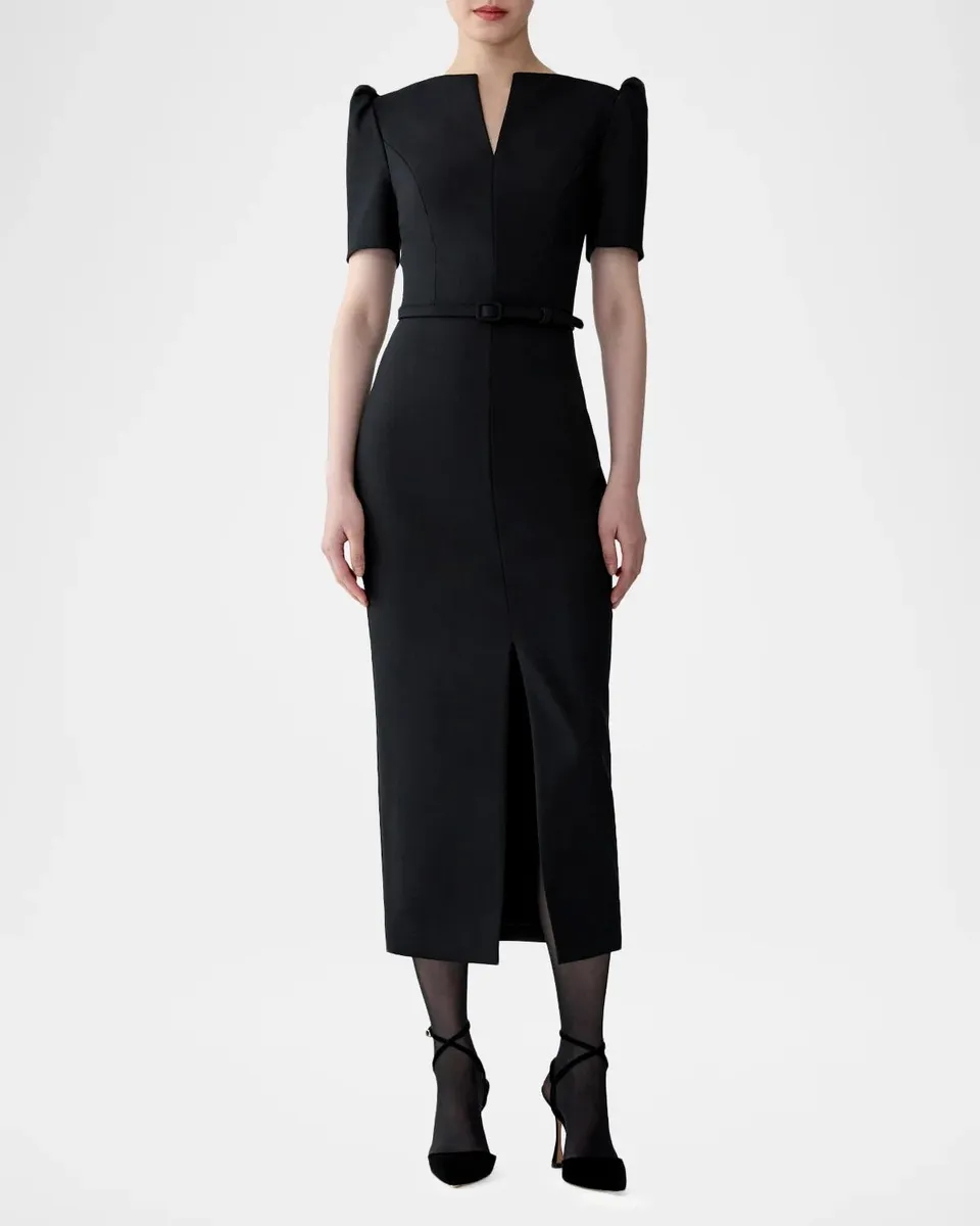 Carolina Herrera Split-Front Belted Midi Dress | Thumbnail 2