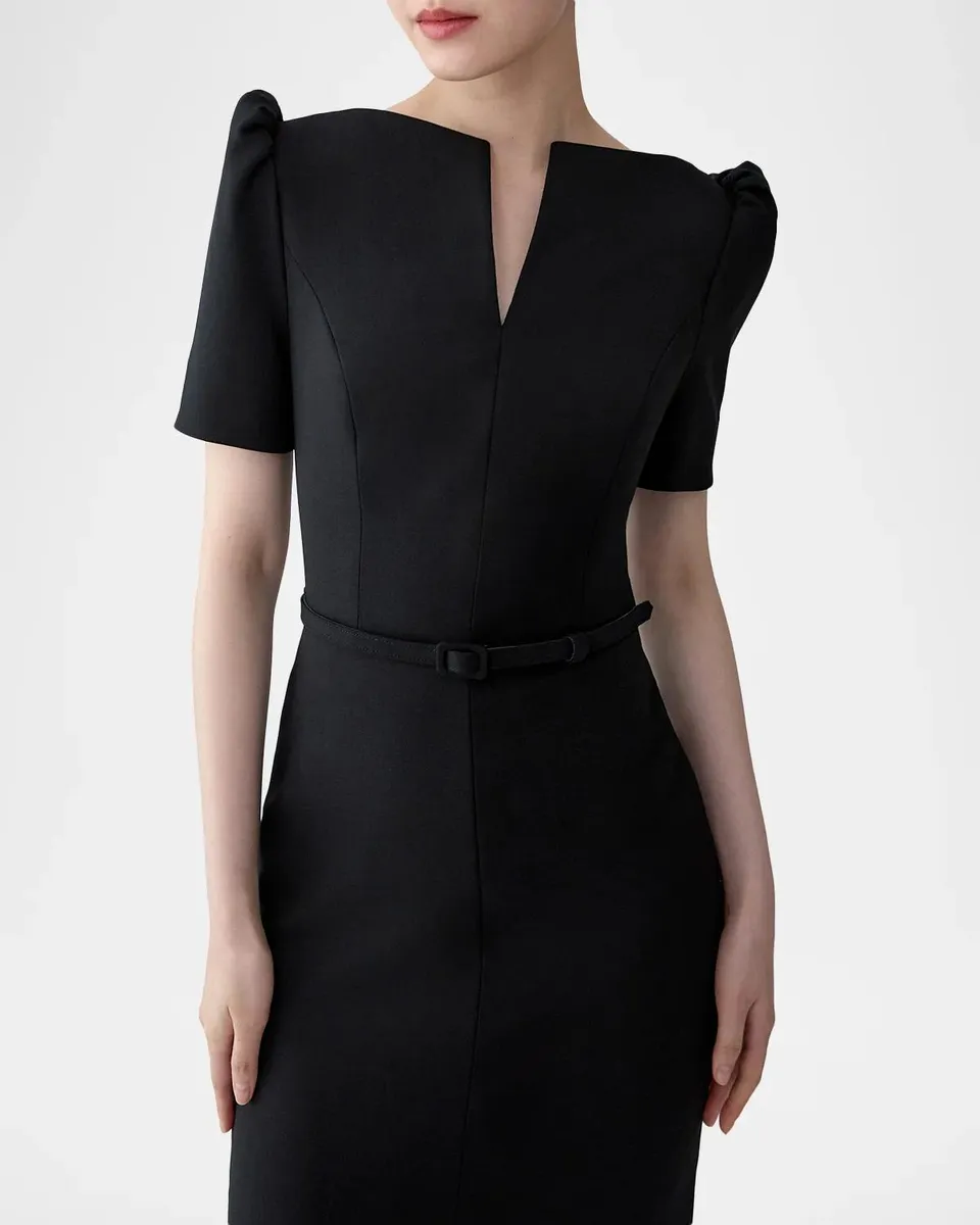 Carolina Herrera Split-Front Belted Midi Dress | Thumbnail 4