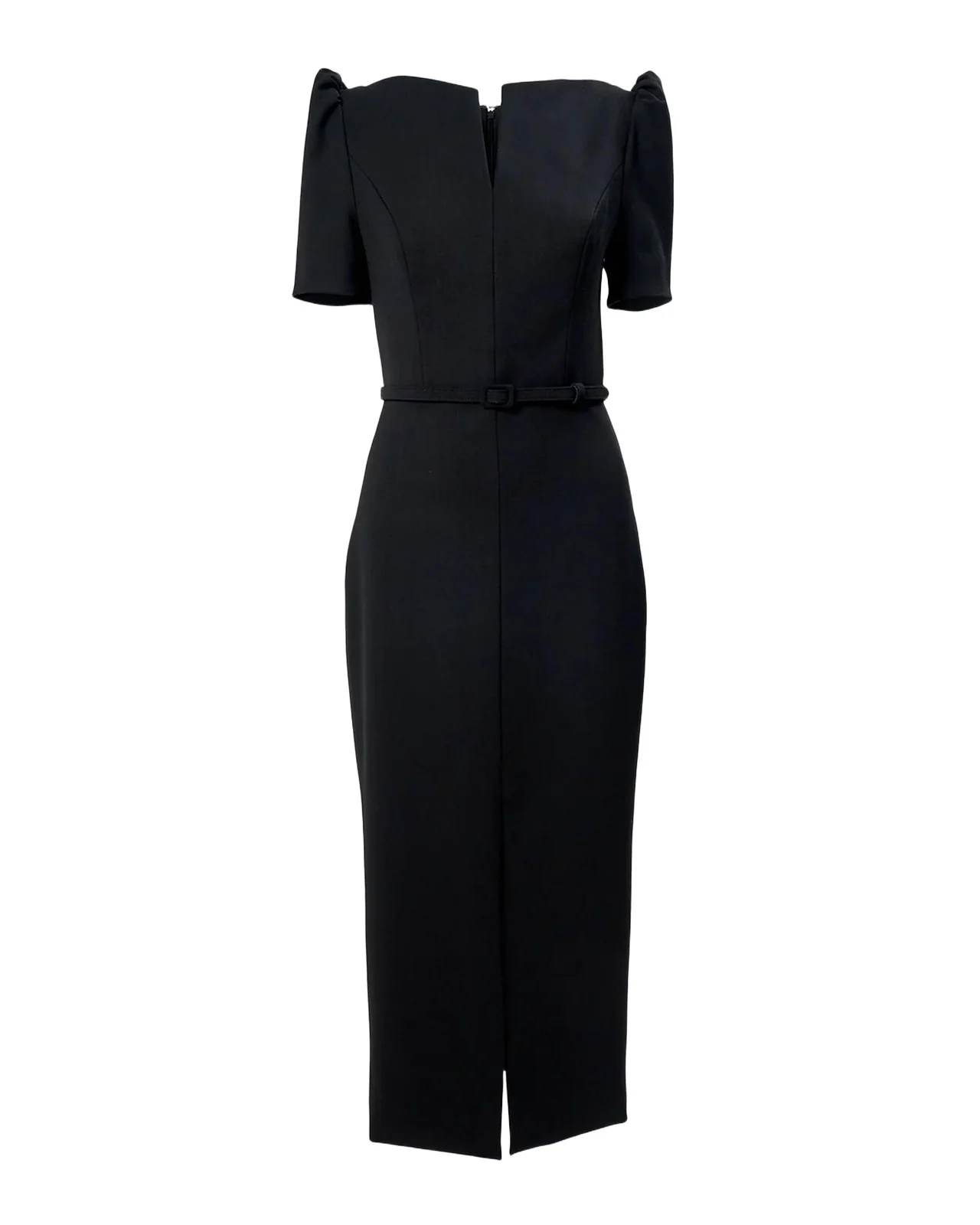 Split-Front Belted Midi Dress
