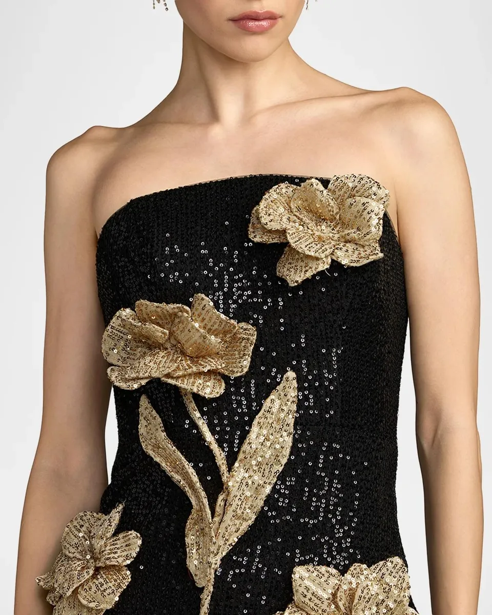 Mac Duggal Ieena 3D Floral Sequin Midi Dress | Thumbnail 4 Mac Duggal Ieena 3D Floral Sequin Midi Dress | Thumbnail 4