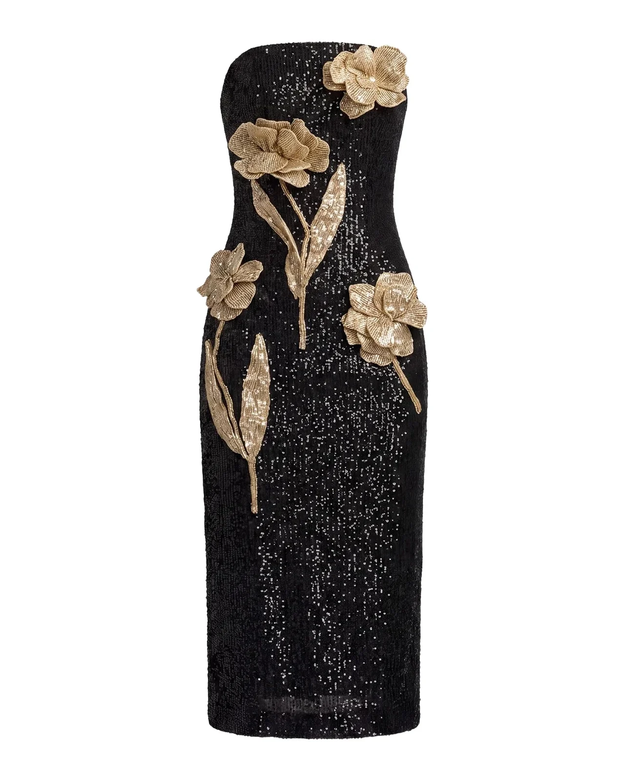 Ieena 3D Floral Sequin Midi Dress
