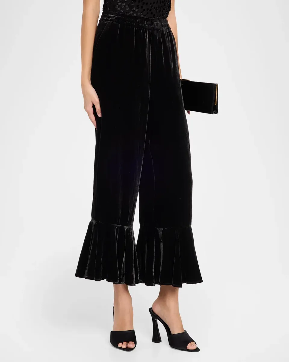 A.L.C. Camille Velvet Ruffle-Hem Pants | Thumbnail 4