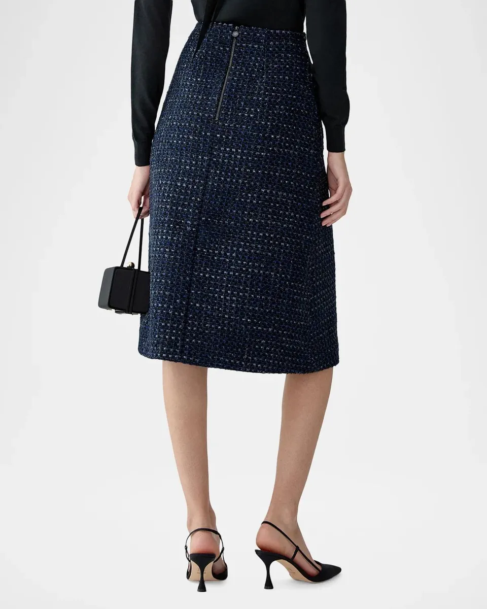 Carolina Herrera Embellished Pocket Tweed A-Line Midi Skirt | Thumbnail 3