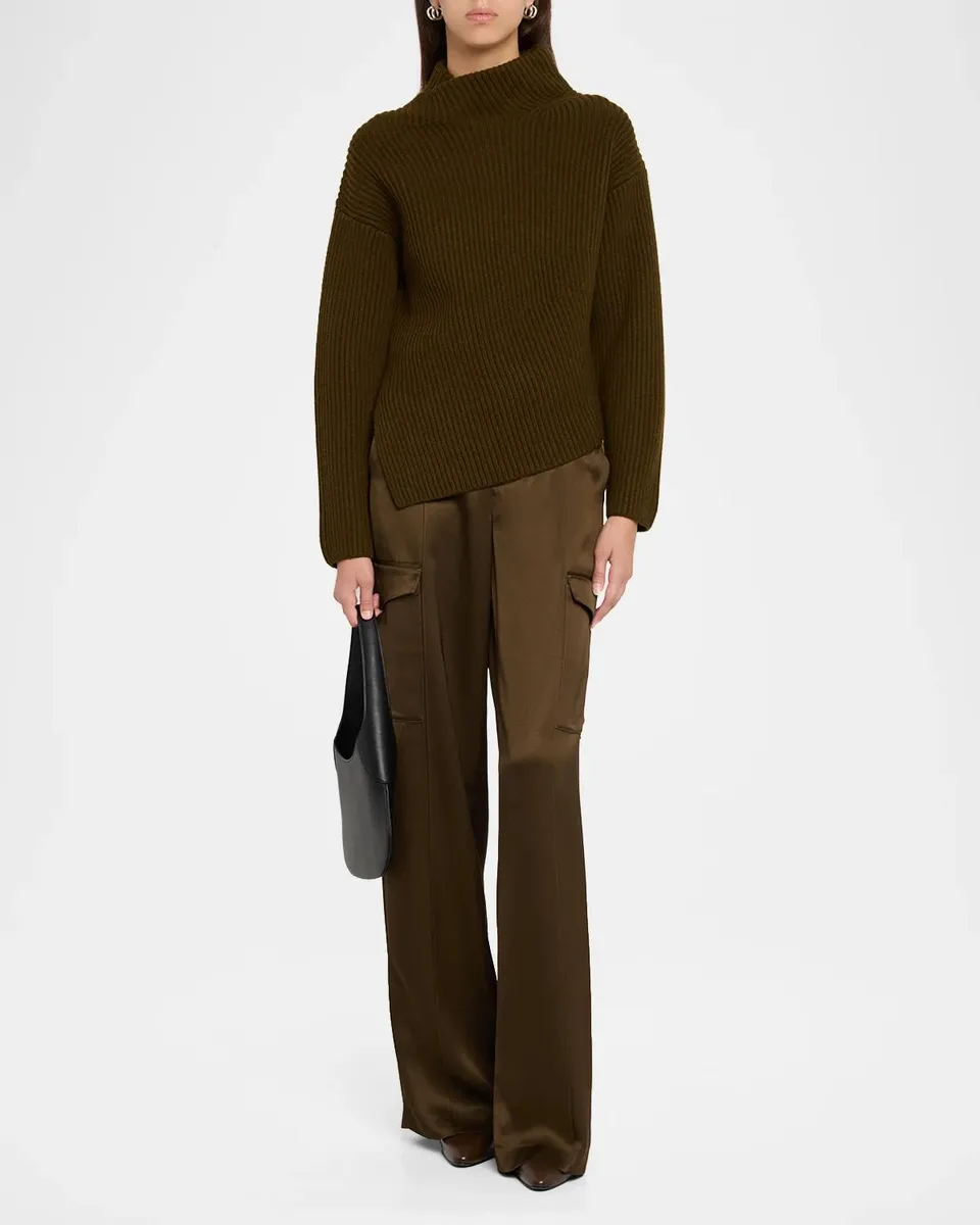 Vince Draped Rib-Knit Shawl Sweater | Thumbnail 2