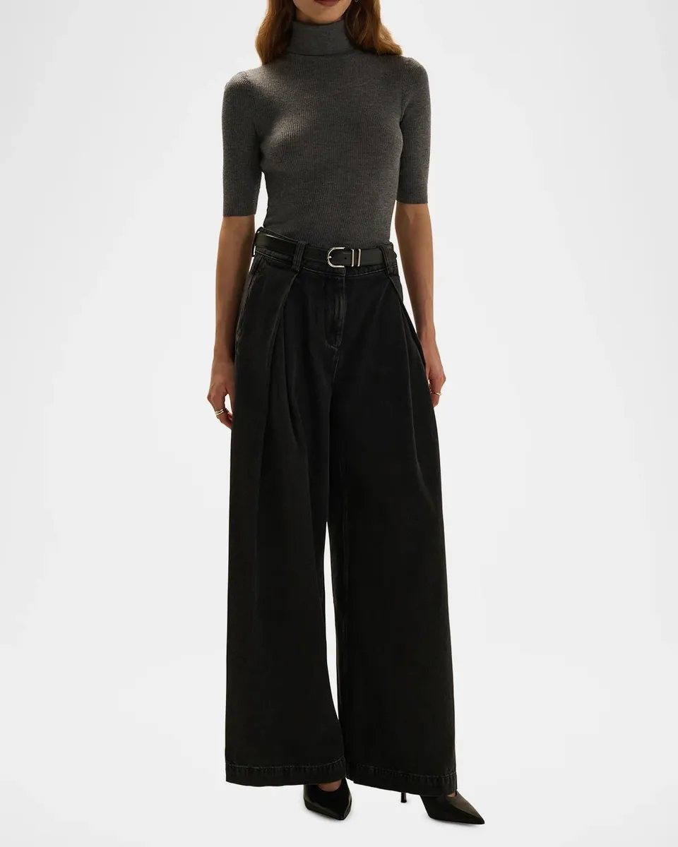 Favorite Daughter The Petite Denim Pleats for Days Pants | Thumbnail 2 Favorite Daughter The Petite Denim Pleats for Days Pants | Thumbnail 2