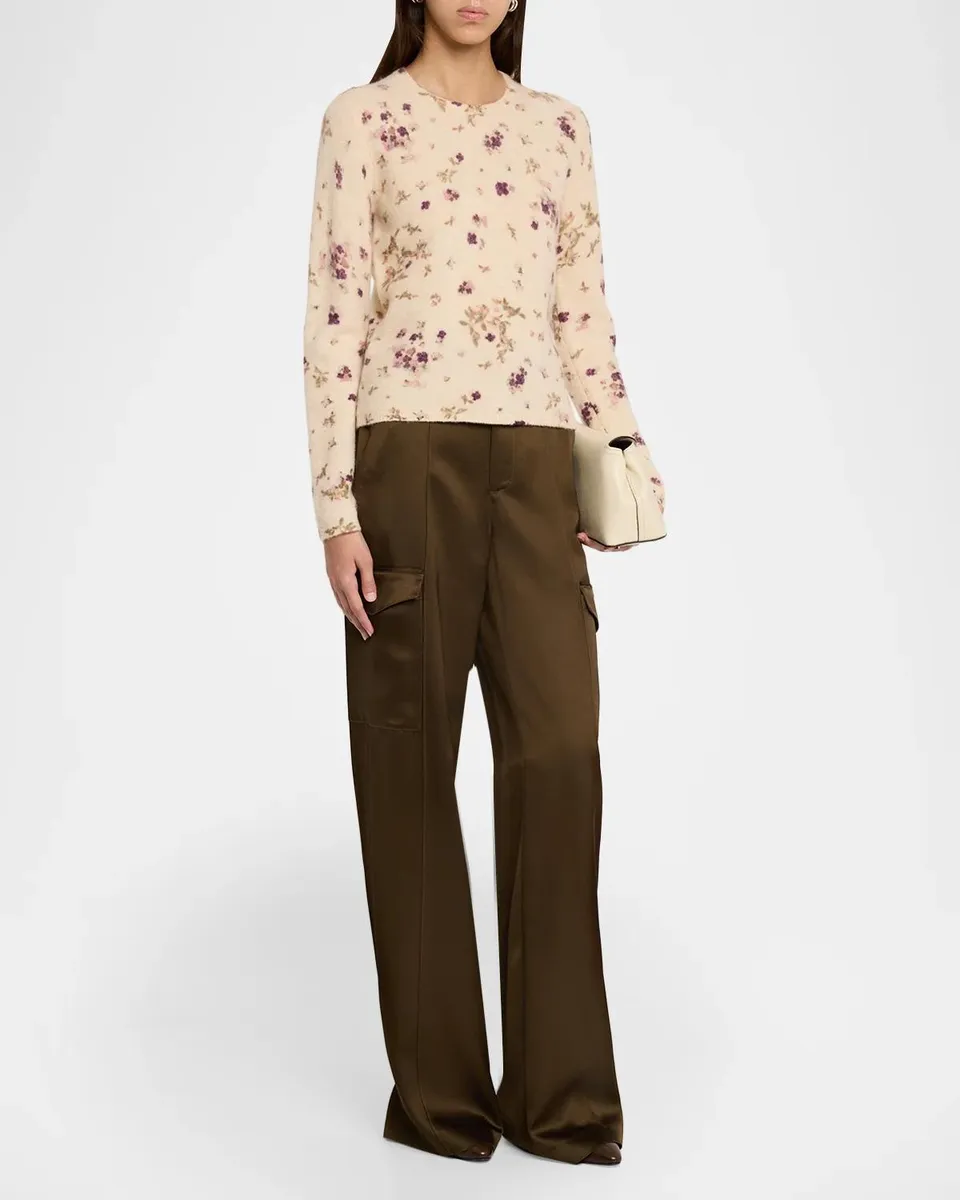 Vince Floral Wool-Blend Crewneck Sweater | Thumbnail 2 Vince Floral Wool-Blend Crewneck Sweater | Thumbnail 2