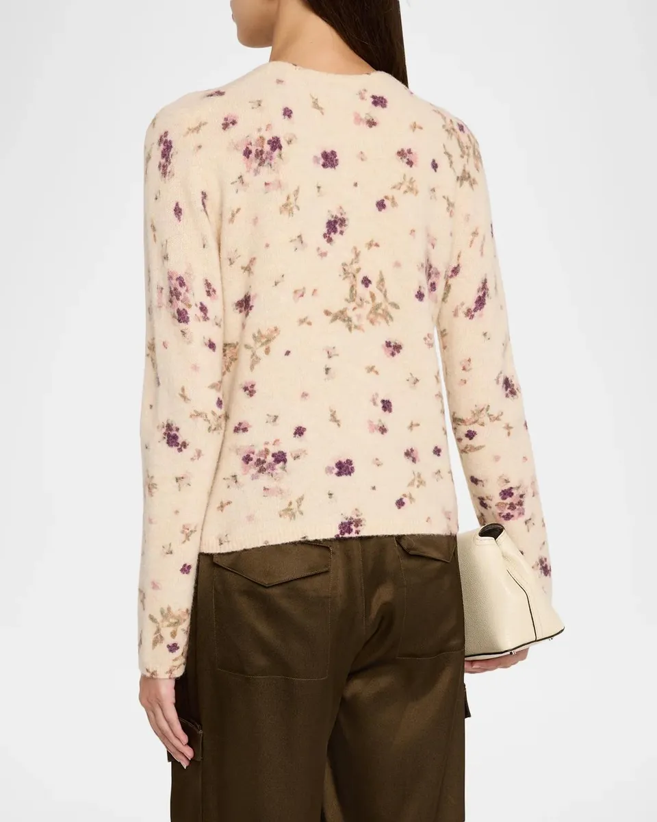 Vince Floral Wool-Blend Crewneck Sweater | Thumbnail 3 Vince Floral Wool-Blend Crewneck Sweater | Thumbnail 3