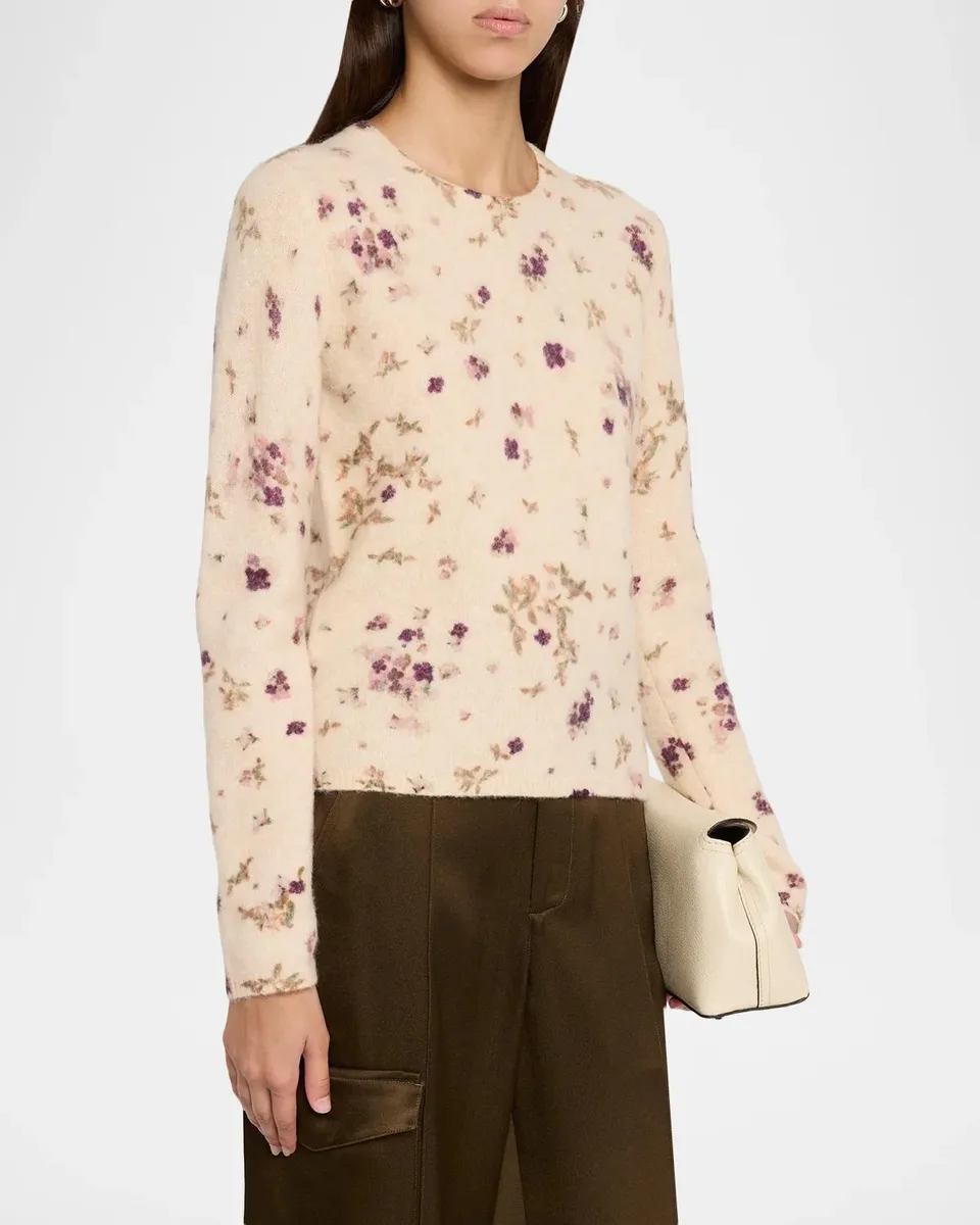Vince Floral Wool-Blend Crewneck Sweater | Thumbnail 4 Vince Floral Wool-Blend Crewneck Sweater | Thumbnail 4
