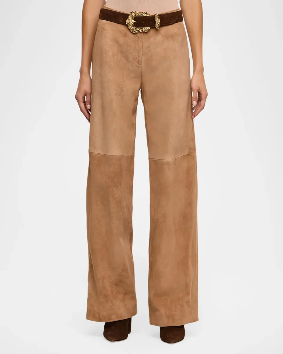 L'Agence Livvy Suede Straight-Leg Trousers | Thumbnail 4 L'Agence Livvy Suede Straight-Leg Trousers | Thumbnail 4